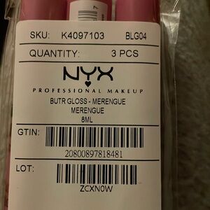 Brand new NYX 3pk butter lipgloss.  Color:  Merengue